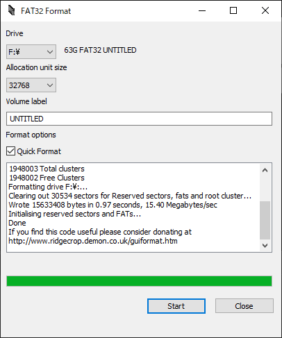 FAT32 SDカードフォーマット