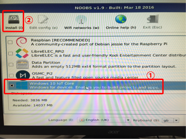 Windows10 iot install
