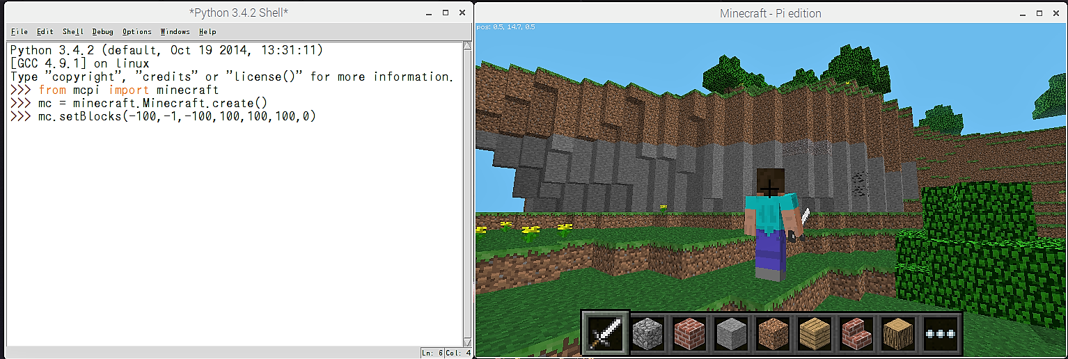 Scratch2mcpiでminecraftを動かしてみよう 第2回 Worldをflatに整地しよう Python編 Fabshop Jp デジタルでものづくり ファブショップ