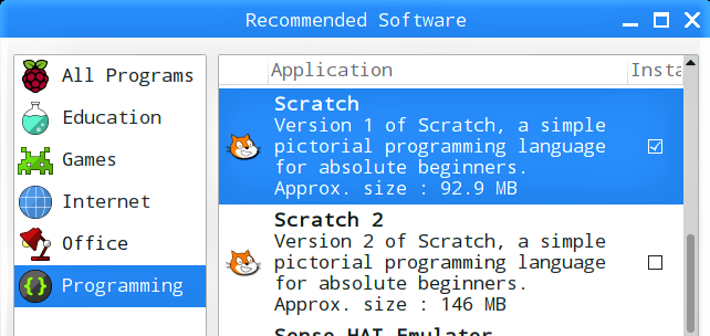 公式サイトによると、「Raspberry Pi用のScratch 3の作成は、2段階のプロセスで行われます。まず、Scratch 3を最適化してMITをサポートし、さまざまなデバイスで最高のパフォーマンスを実現できるようにします。作業が完了したら、Raspberry Pi用のScratch 3のオフラインビルドを作成します。これには、GPIOピンとSense HAT用の新しい拡張機能も含まれます。今後数カ月以内にこの件に関するより多くの情報が発表される・・・」とのことなので、現時点でScratchからGPIOを制御する為には、まだScratch 1.4が欠かせないもののようです。ところが、「【 速報 】配布バージョン